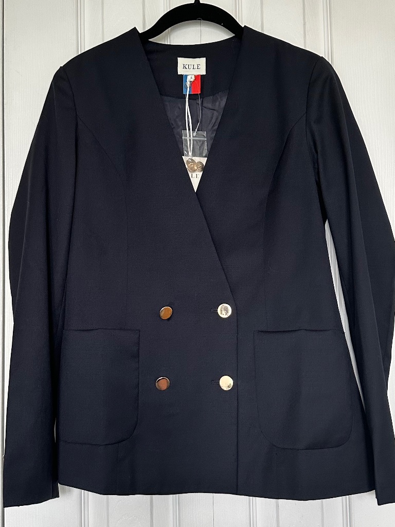 Kule "The Nelson" Navy Double-Breasted Blazer Jacket. Small. Nwt
